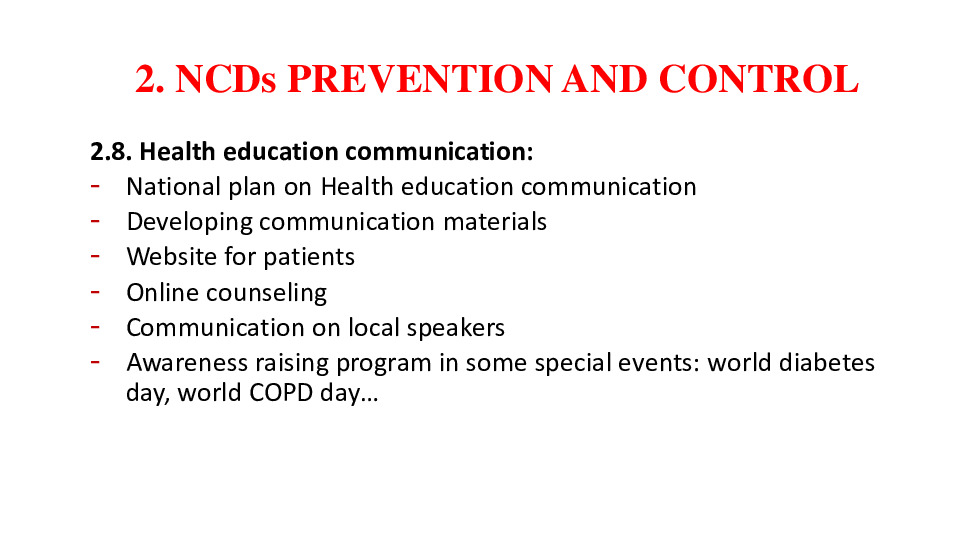 2. NCDs PREVENTION AND CONTROL